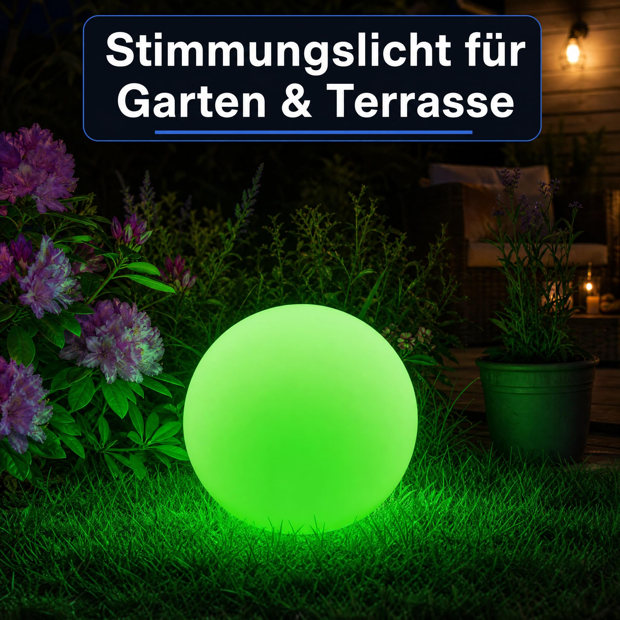 @tec Solar LED Kugelleuchte Ø 30 cm, IP54, RGB Farbwechsel & Fernbedienung