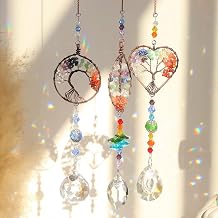 Lot de 3 attrape-soleil - Arbre de vie : 45 cm - Cristal - Décoration de fenêtre à suspendre avec effet arc-en-ciel - Pour fenêtre, balcon, jardin, chambre à coucher et voiture