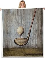 Vista 1 de Golf Printed Bed Blanket,Ball Game Lovr Throw Blanket Lightweight Soft Cozy,Retro Simple Style Flannel Blankets for Sofa Bedroom Office,Brown Brown