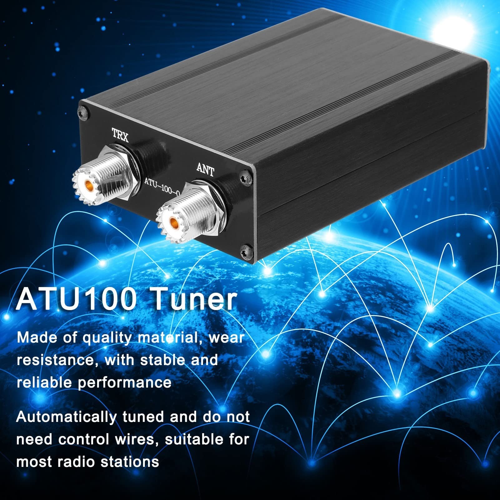 ATU100 1.8-50 Tuneur d'antenne à ondes courte automatique MHz USB Type-C rechargeable avec 0.91inch Old Display Tuner Haute Précision