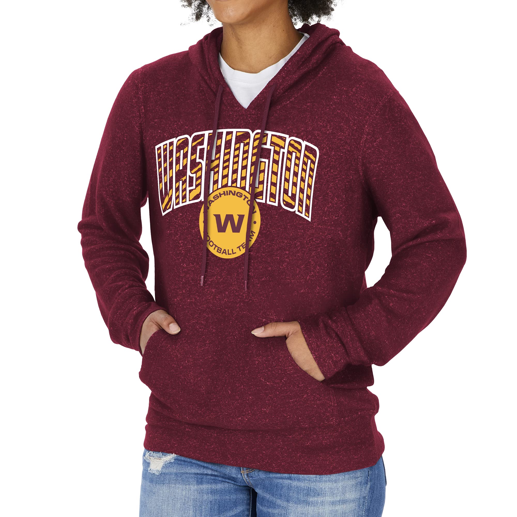 Zubaz NFL Washington Football Team Women's Soft Team Color Hoodie with Zebra Lines Logo, X-Small