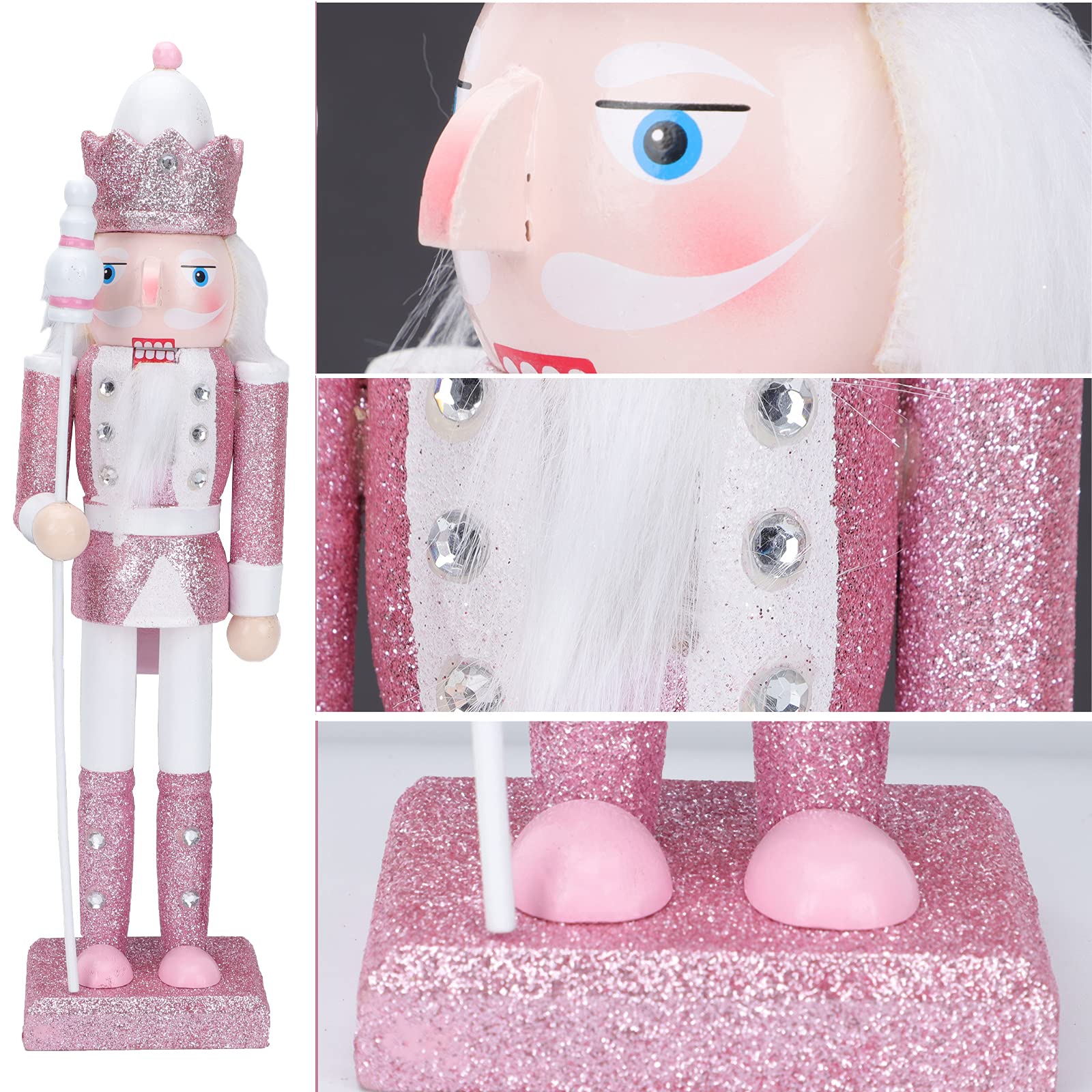Nussknacker-Soldat Aus Holz – 30,5 Cm Groß, Rosa Mit Glitzer, Festliche Weihnachtsdekoration
