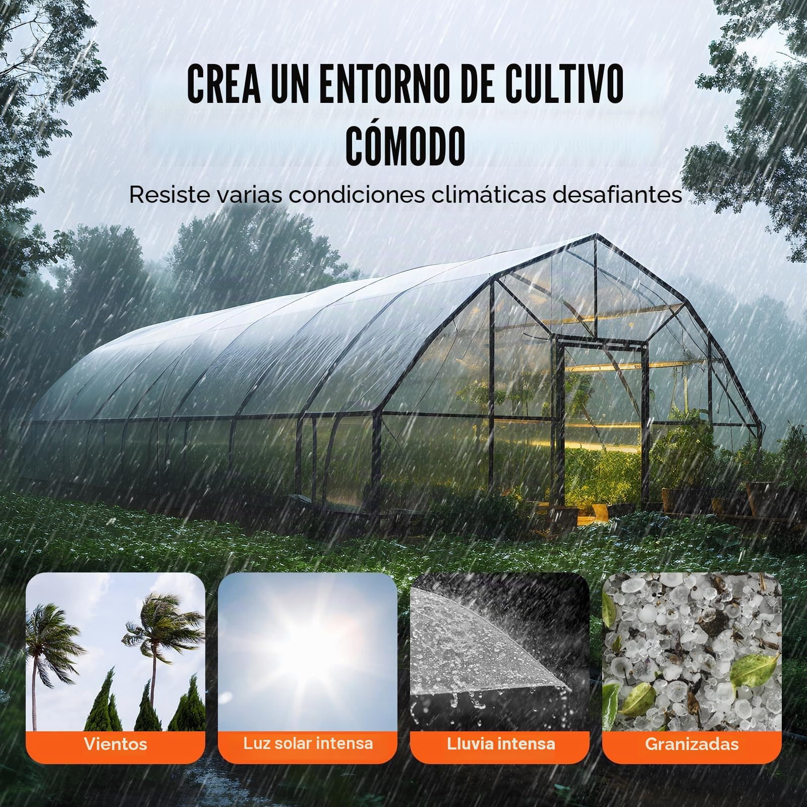 VEVOR Cubierta de Invernadero Cubierta de Plástico Transparente para Invernadero 7,6x7,6 m​ Espesor de Película de Polietileno 6 mils Resistente a los Rayos UV Protección para Jardinería, Agricultura