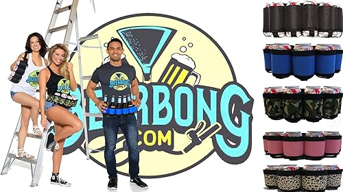 Miniatura 3 de Cinturón de cerveza Soporte aislado resistente para 6 cervezas frías Correa de cintura ajustable con hebilla Bolsillo oculto con cremallera, 6