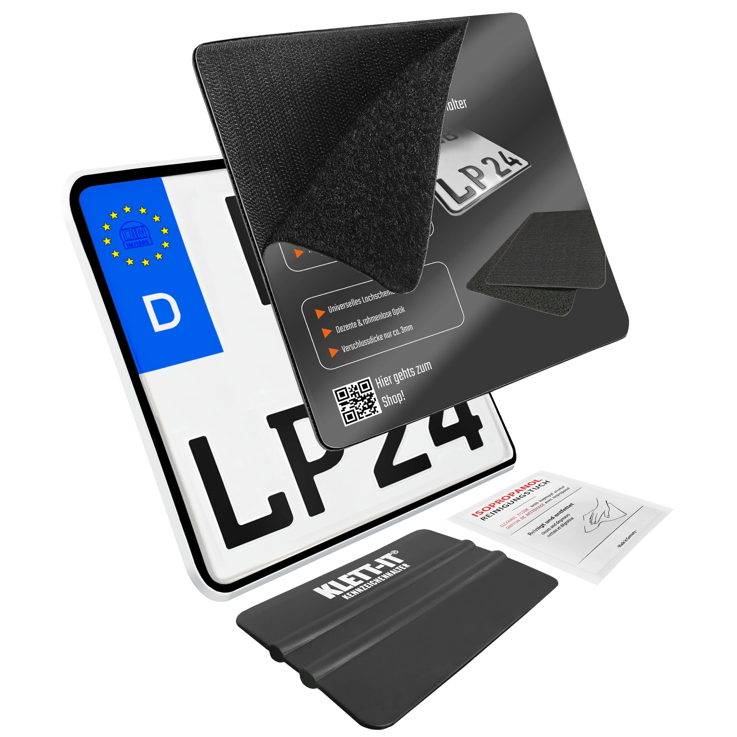 Kennzeichenhalter Motorrad 180x200 Klett Nummernschildhalterung Motorrad 180 x 200 Rahmenlos Klett-Kennzeichenhalterung Kennzeichenverstärker Motorrad-kennzeichenhalter Kennzeichen Halter