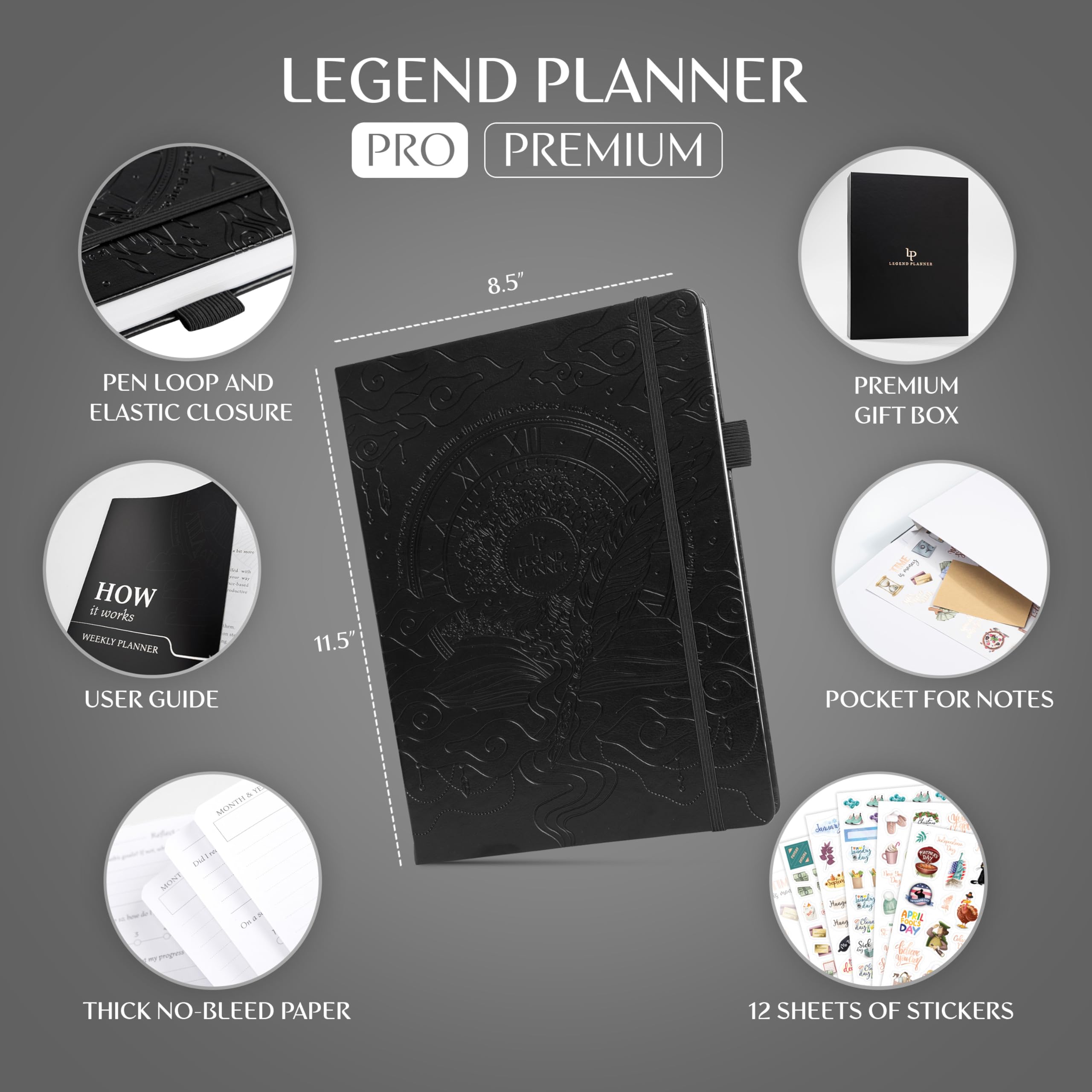 Legend Planner PRO Premium, Large Undated Weekly, Monthly & Budget Planner with Habit Tracker - Image 2