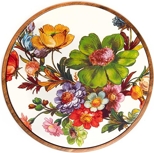 MACKENZIE-CHILDS White Flower Market - Salvamanteles esmaltados, resistente al calor, para ollas calientes o hervidores, tamaño grande