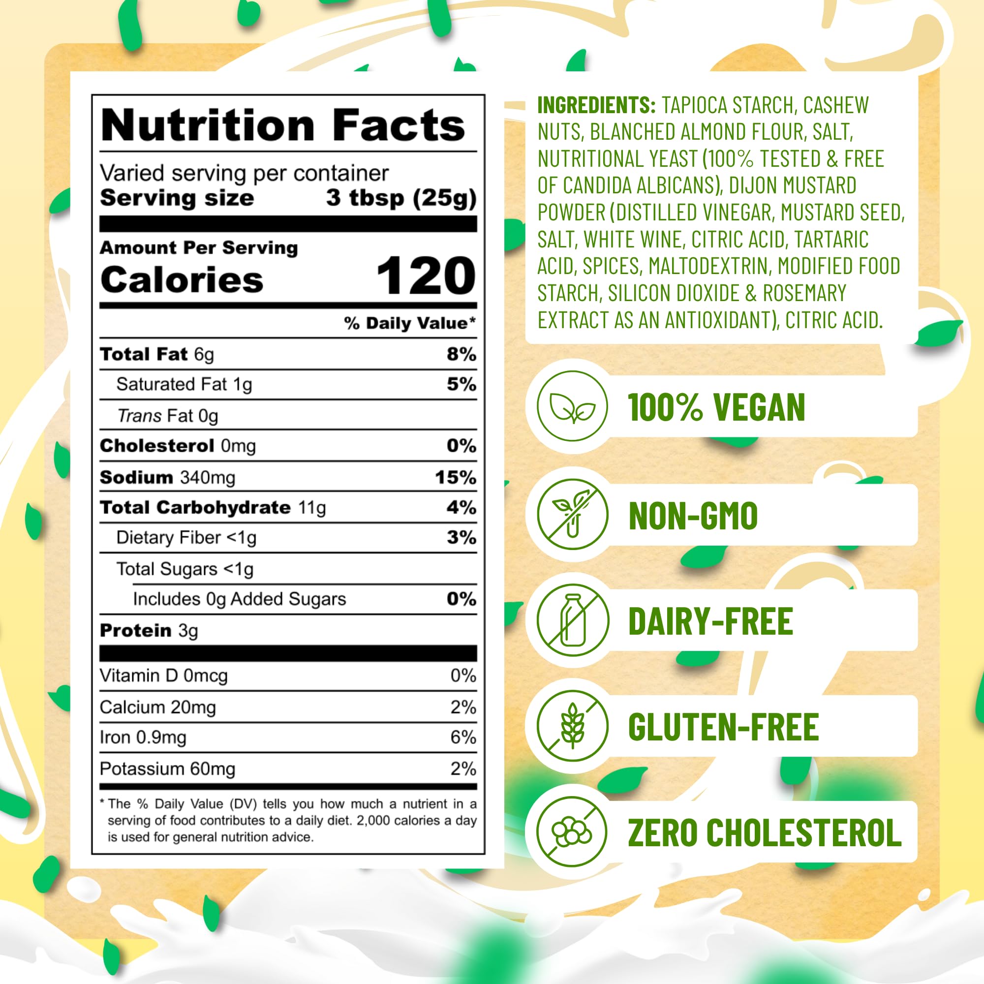Gloriously Vegan NoochyLicious Sour Cream Powder Smooth Tangy Dairy-Free Plant-Based Seasoning Lactose-Free Gluten-Free Non-GMO Sour Cream Alternative for — view 2