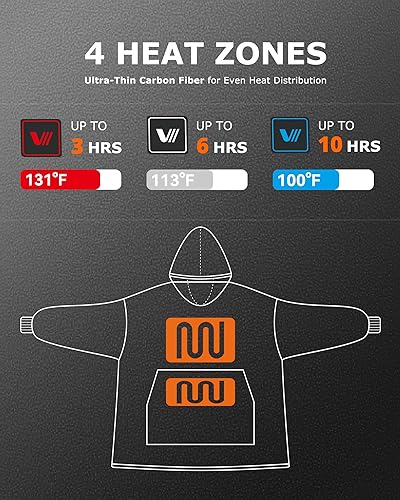 Miniatura 3 de Venustas Manta térmica con capucha con batería de 7.4 V, manta Sherpa de gran tamaño, acogedora y suave