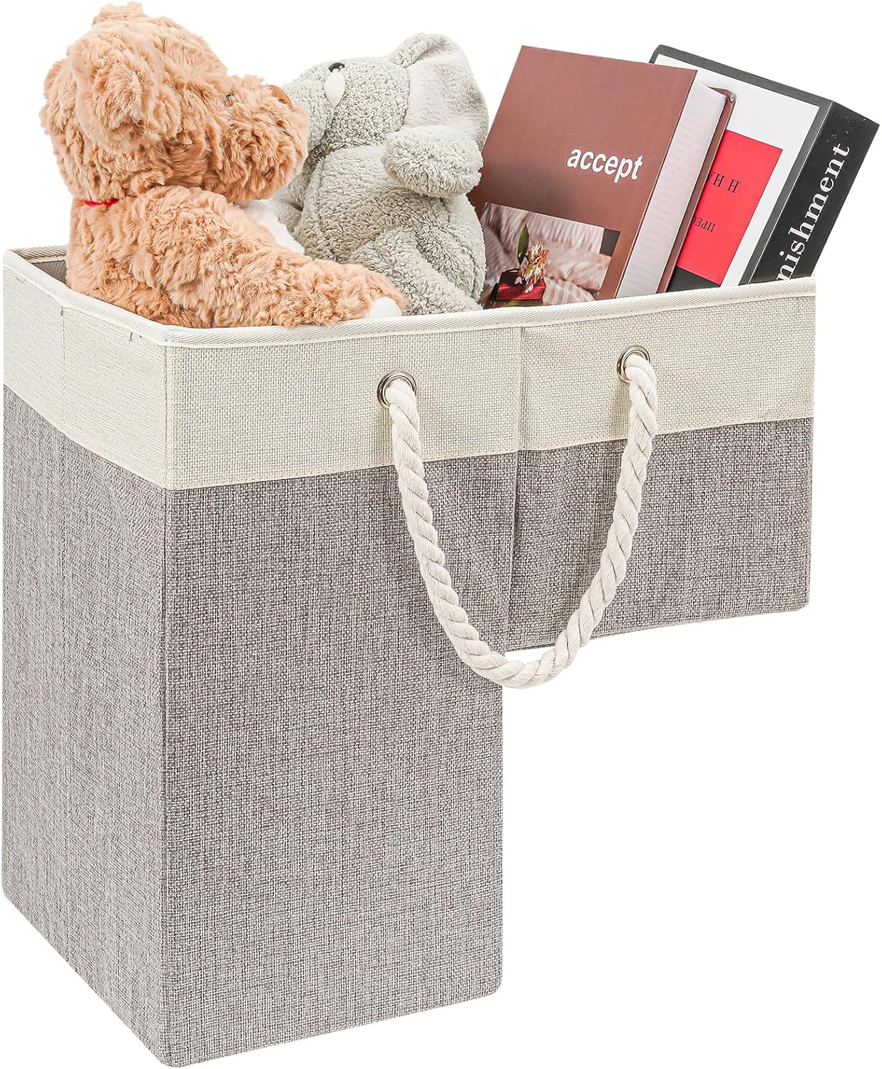 Puricon Stair Basket for Wooden Stairs, Stair Flax Step Storage Basket with Leather