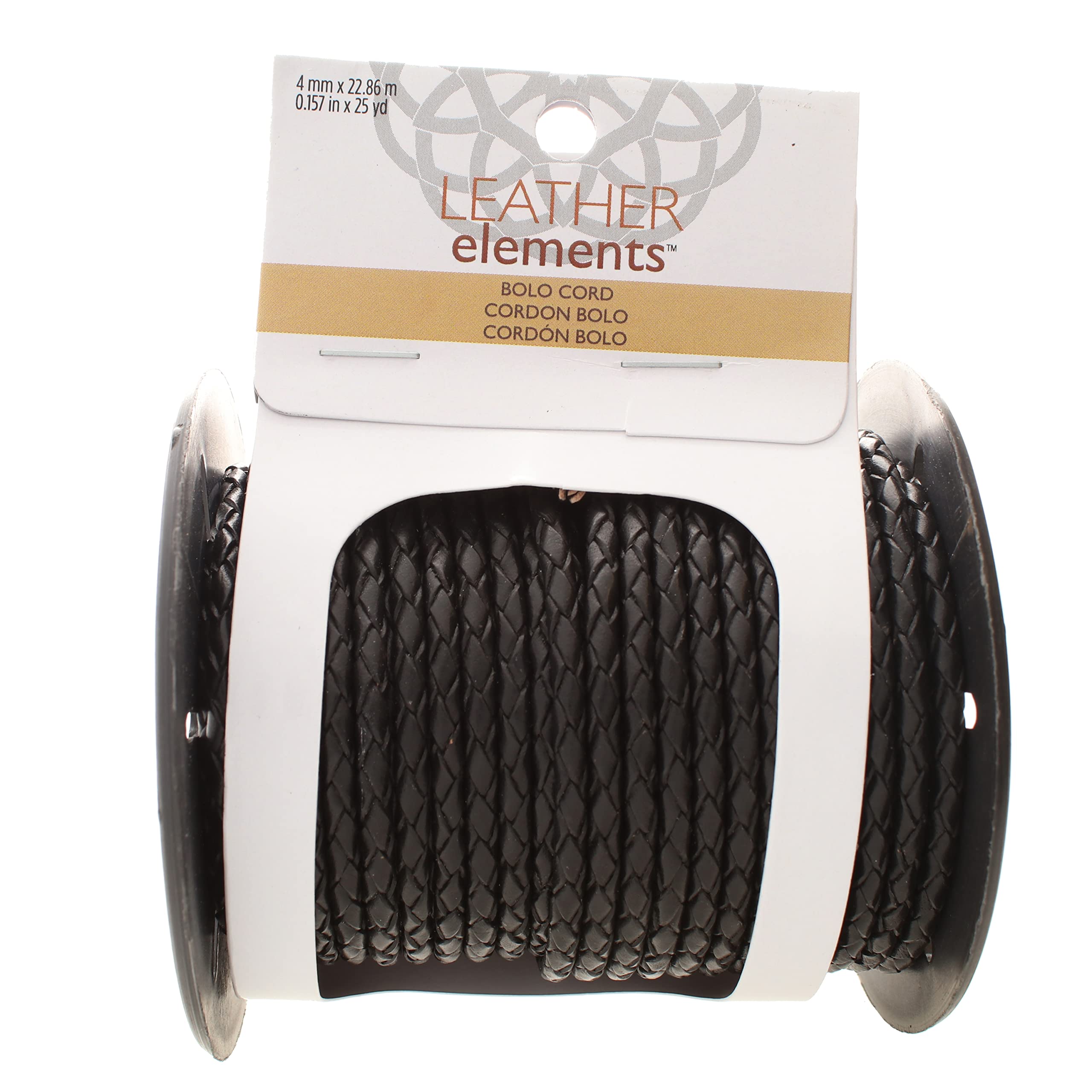 The Beadsmith Cordon bolo tressé en cuir indien tressé à la machine - Bobine de 4 mm - 22,86 m - Idéal pour bracelets de montre, cravates bolo, colliers, accessoires pour cheveux et fabrication de