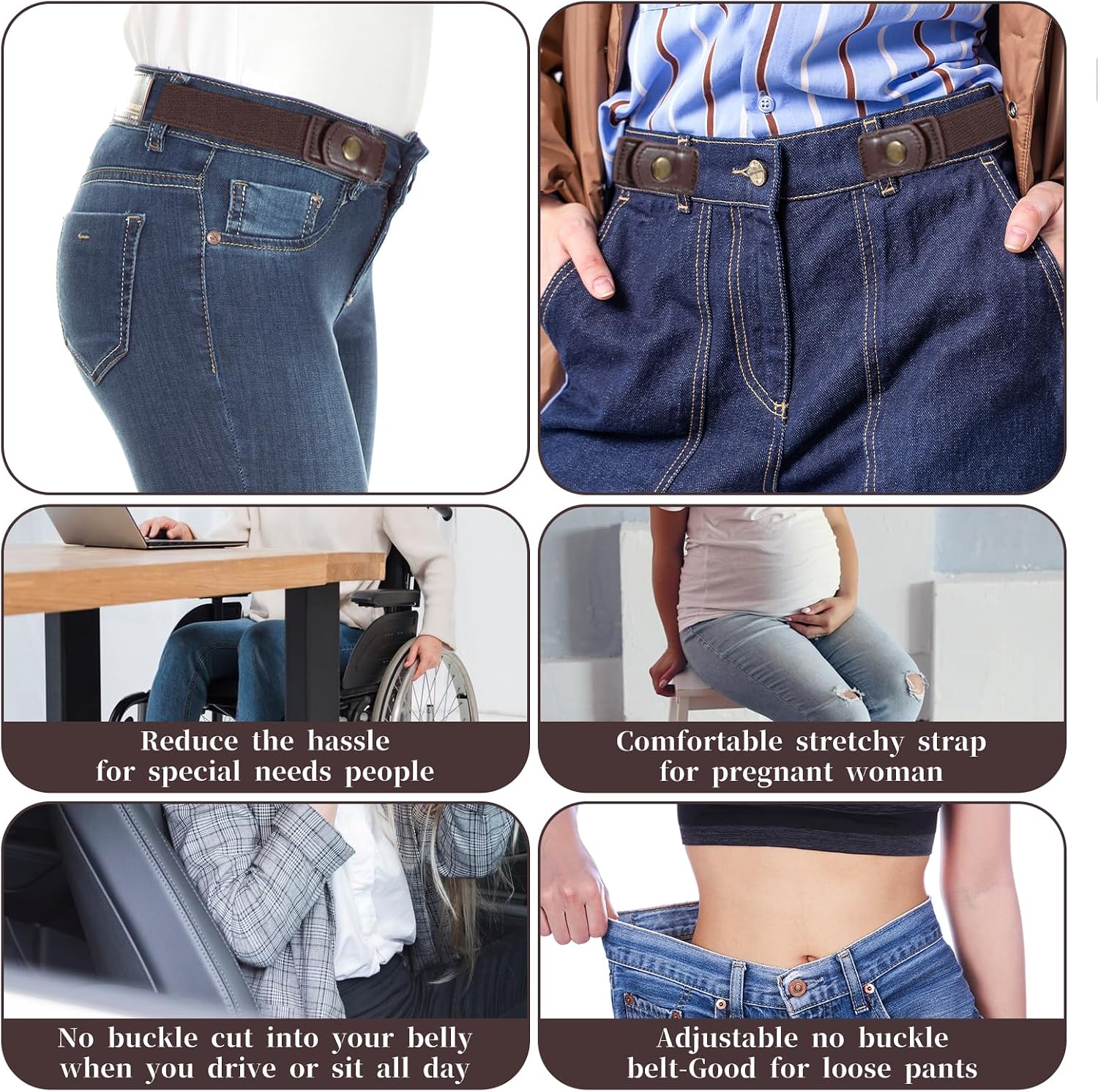 Tucnoeu Invisible Side Belt No Buckle Belt Women and Men,Without Buckle Elastic Stretch Mens Adjustable Belts Pants Jeans