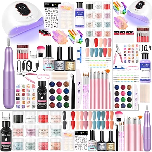 DouborQ Acrylic Nail Kit with Electric Nail Drill U V Nail Lamp Starter Tools Acrylic Starter Kit Nail Art Supplies for Beginners with Everything (-27)