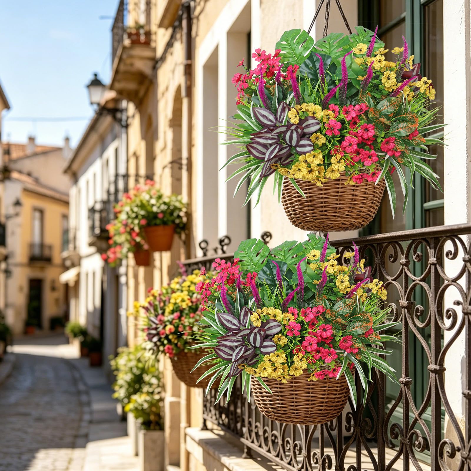 Dremisland Lot de 20 Plante Artificielle Exterieur Fleurs Artificielles Deco Arbustes Verts Artificiels Plante Herbes Artificielles Extérieur Décorative Plante pour Porche Terrasse