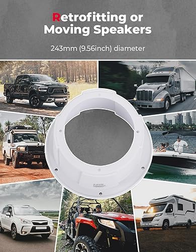 Miniatura 6 de KEMIMOTO 2 cajas de altavoces marinos de 6.5 pulgadas, 6.5 pulgadas, cápsulas de altavoz de barco blanco universales en ángulo UTV compatibles con