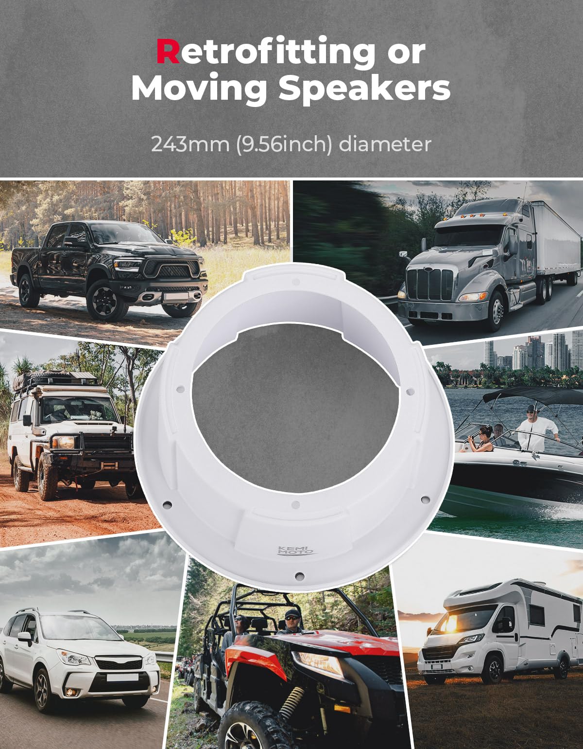 KEMIMOTO 2 cajas de altavoces en ángulo, universales para altavoces de 6.5 pulgadas, compatibles con UTV, caravanas, coches, barcos, maleteros, remolques para montaje en superficie de 9.56 pulgadas
