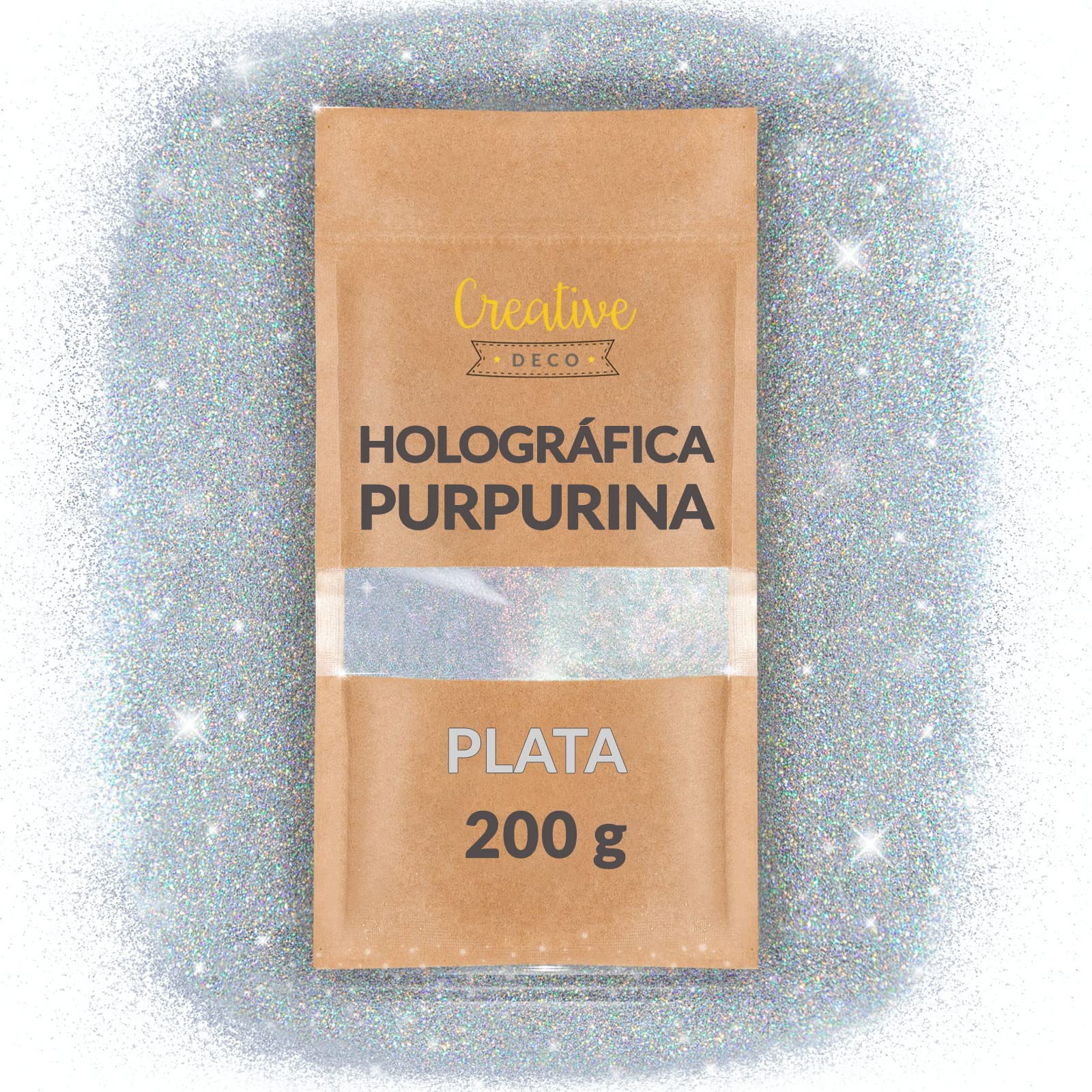 Creative Deco 200g Plata Purpurina Manualidades Pintura Pared | Brillantina Plateada Holográfica | para Decorar | Ultra-fina 0,2mm | Adición Brillo para Esmalte de Uñas Resina Epoxi Decoración