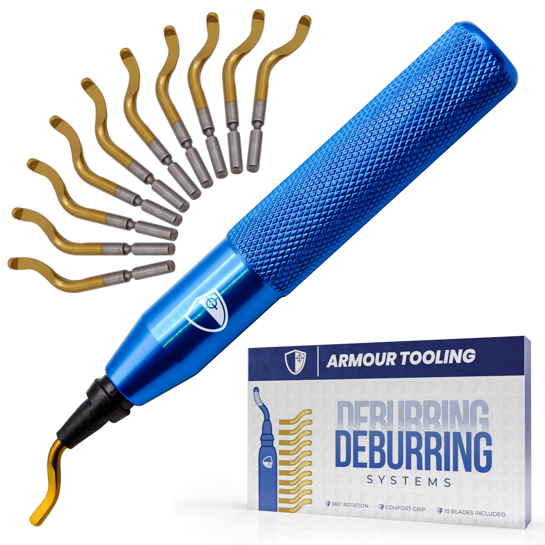 Deburring Tool Handle with 11 BS1012 Blades – Deburring kit - Suitable For Sheet Metal Hole Deburr - Stainless Steel – Copper pipe deburr - 3D Printed Plastics Hand reamer