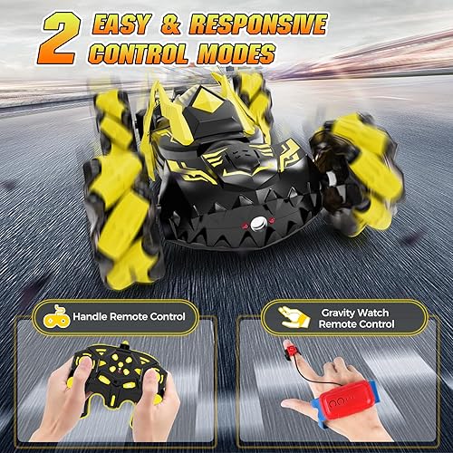 Miniatura 4 de Coche de acrobacias RC con detección de gestos, 2.4 GHz 4WD de control remoto de juguetes para niños de 6 a 12 años, control remoto controlado a