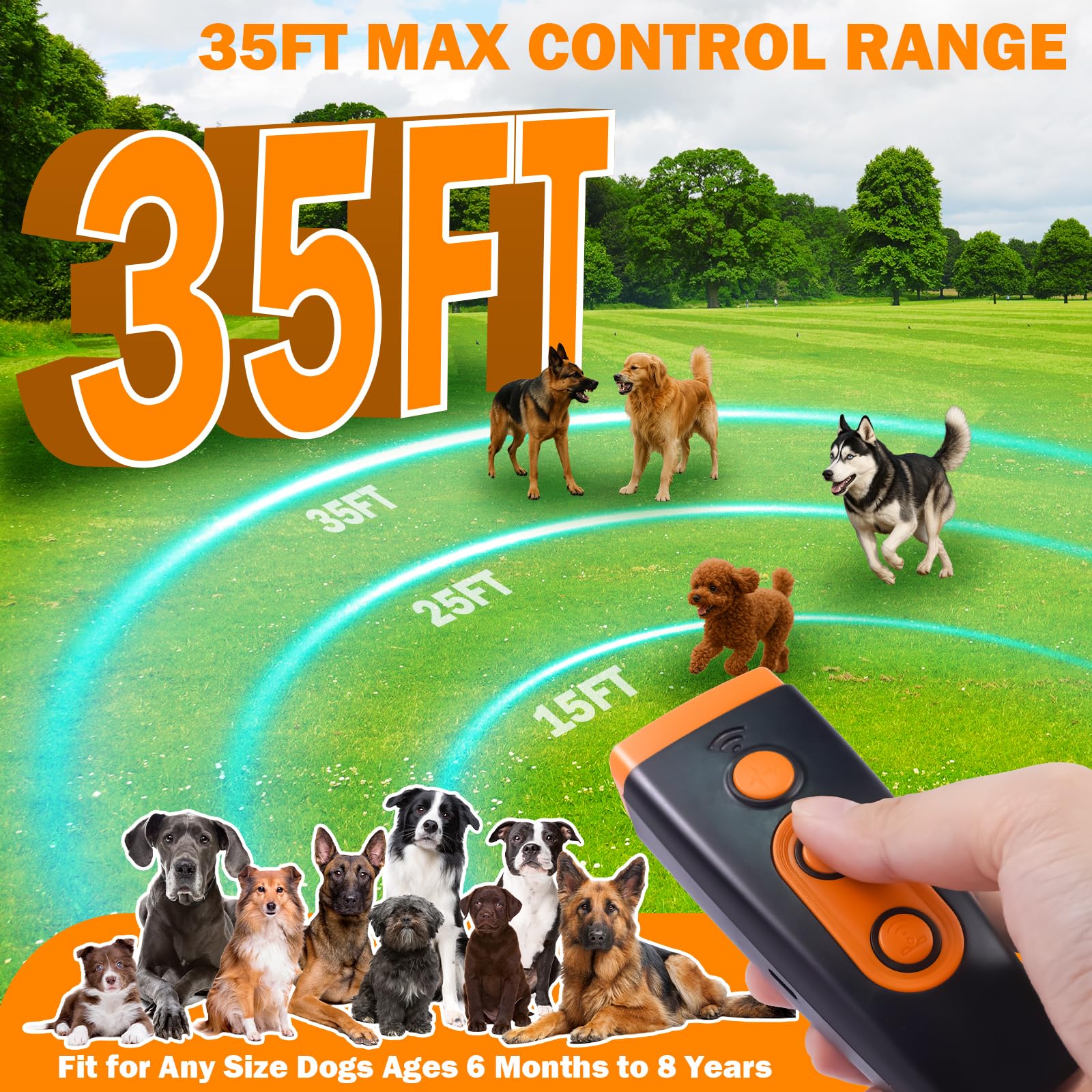 Dispositivo disuasorio de ladridos de perro, dispositivo ultrasónico antiladridos para entrenamiento de perros, seguro y eficaz, hasta 35 pies de largo alcance, recargable y portátil