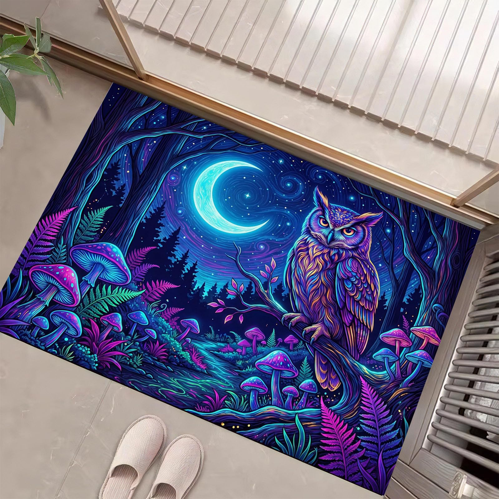 Bleu Violet Forêt Sombrepaillasson Durable Et Antidérapant Retient L’Eau Et Les Saletés Facile À Nettoyerpaillasson Interieur80 X 120 Cm Tapis D'Entrée Antidérapant