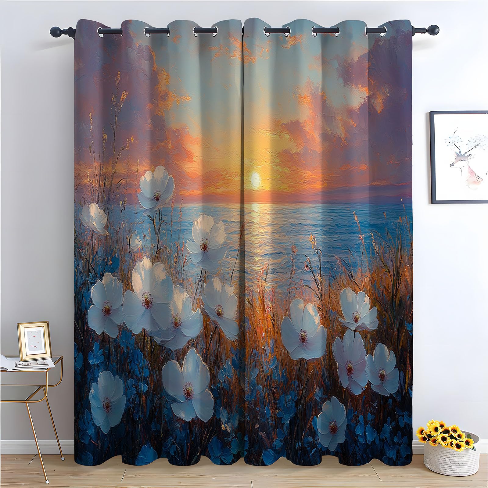 Rideau occultants pour chambre créant une ambiance feutrée avec imprimé floral rétro
