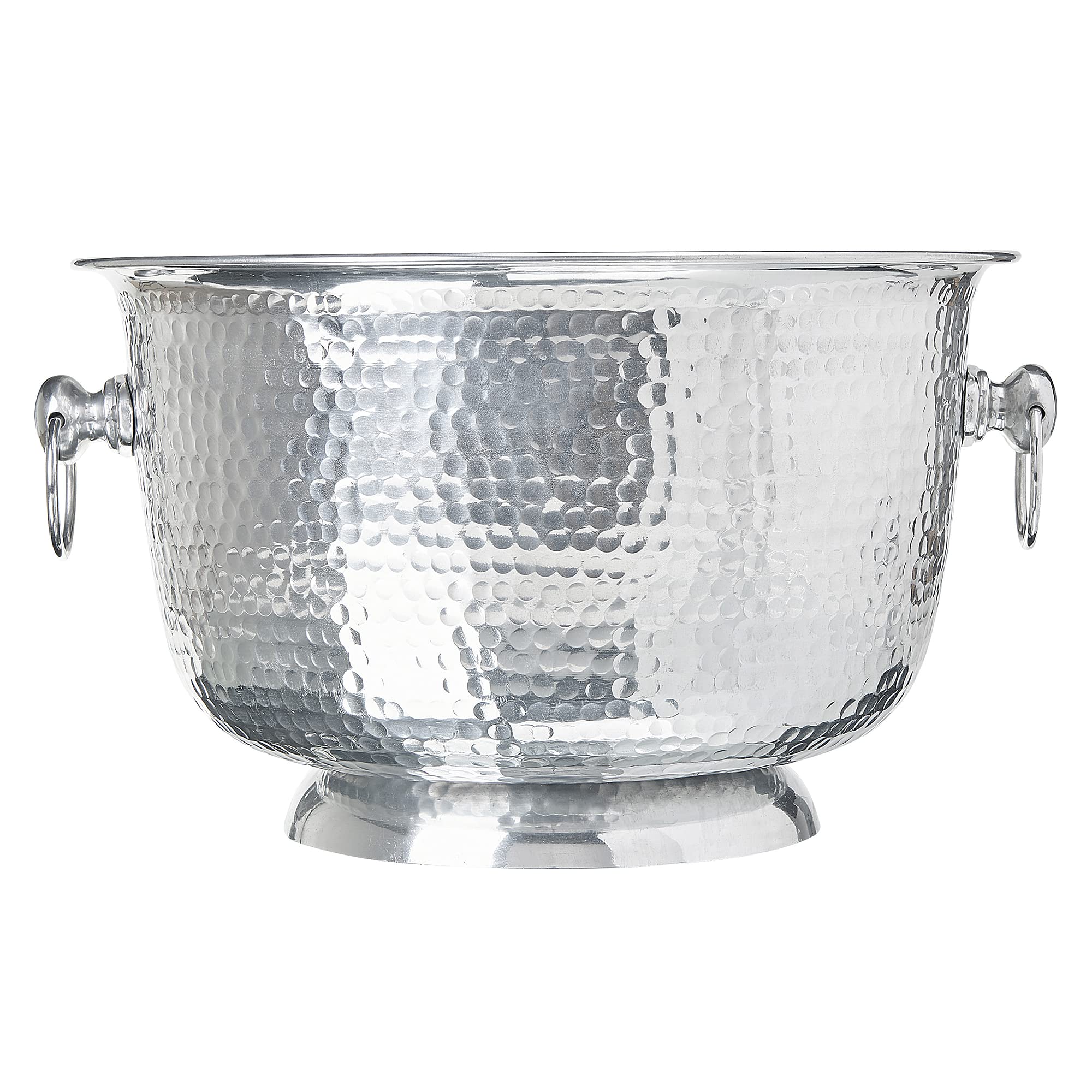 Seau Champagne pour Bouteilles en Métal Argent Glamour avec Poignées Pompéi