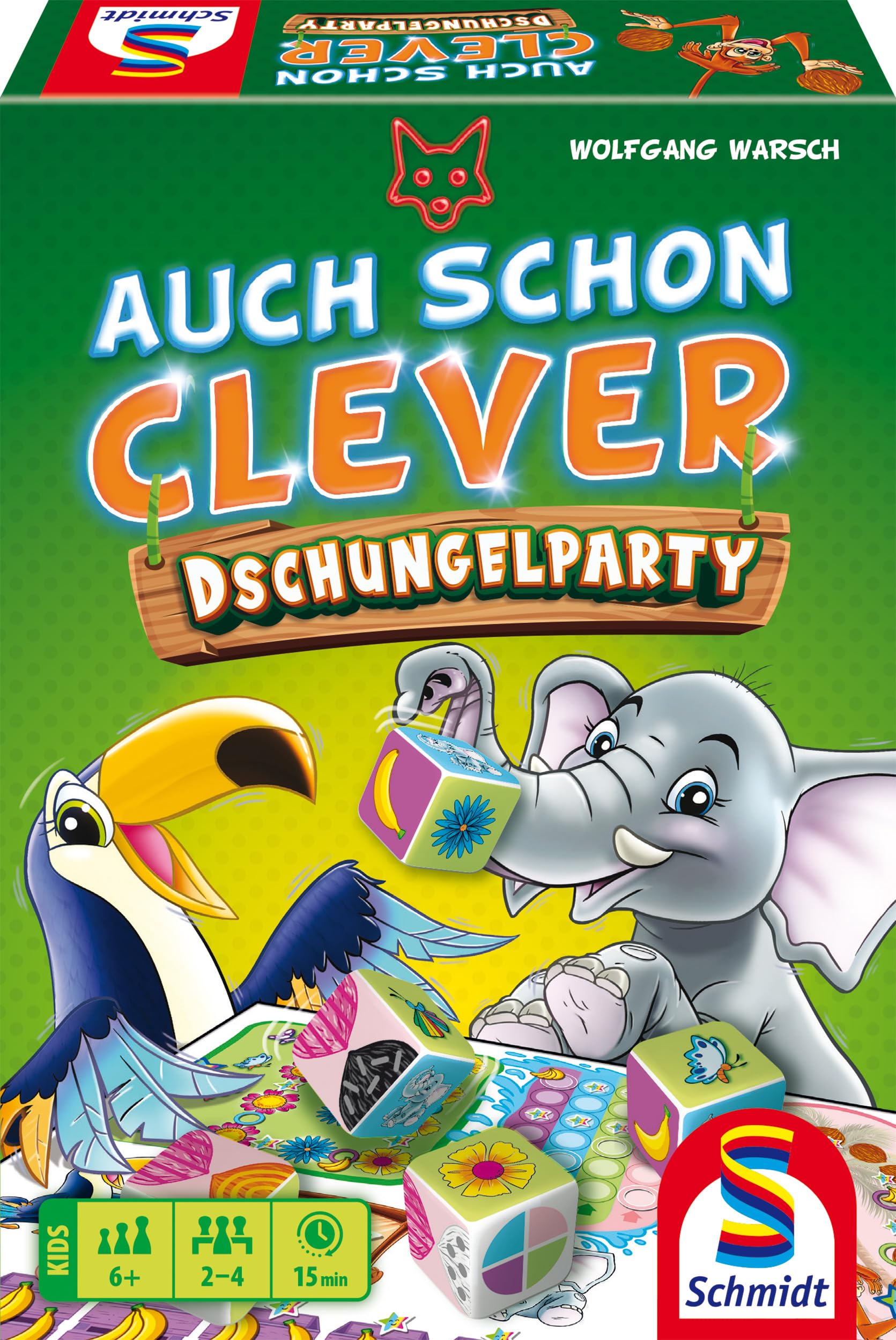 Schmidt Spiele 40682 Auch Schon clever, Dschungelparty, Reisespiel, Würfelspiel