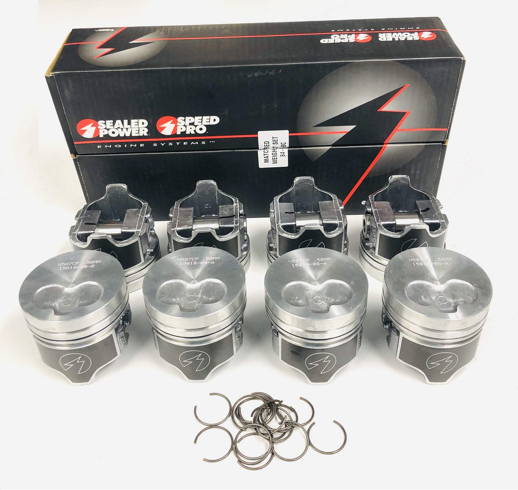 Set of 8 Sealed Power Coated Skirt .030 over size Pistons compatible with 1982-93 Chevy 6.2 6.2L Diesel (.030 or Bore Size: 4.0064)