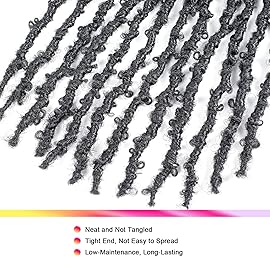 GUOHUI Super Light Butterfly Locs Crochet Hair 12 Inch 6 Packs Pre-Looped Soft Distressed Faux Locs Braids for Women Kids (12 Inch,1)