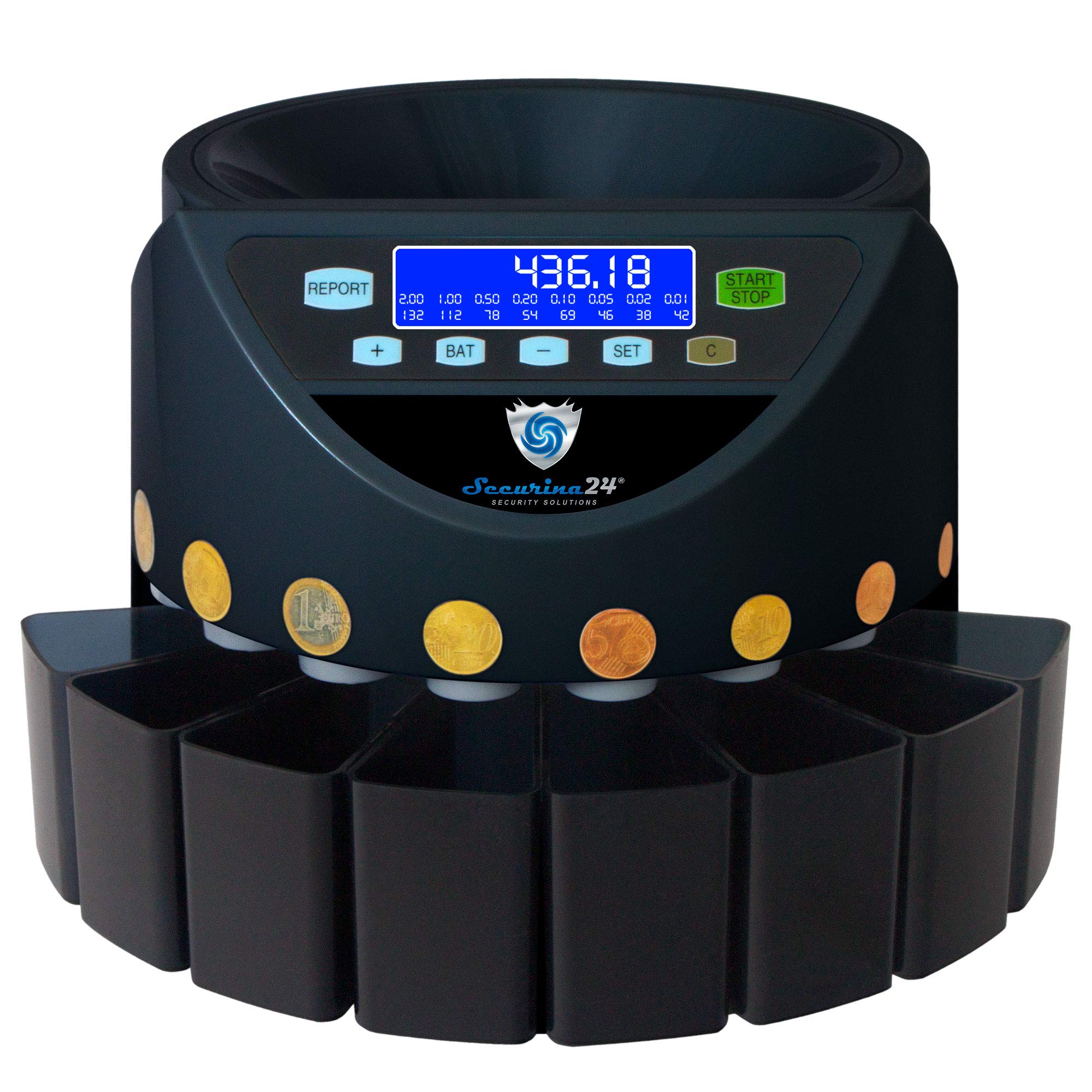 Securina24 Contador de monedas Euro SecuRina1200LCD (negro - BBB- LCD)