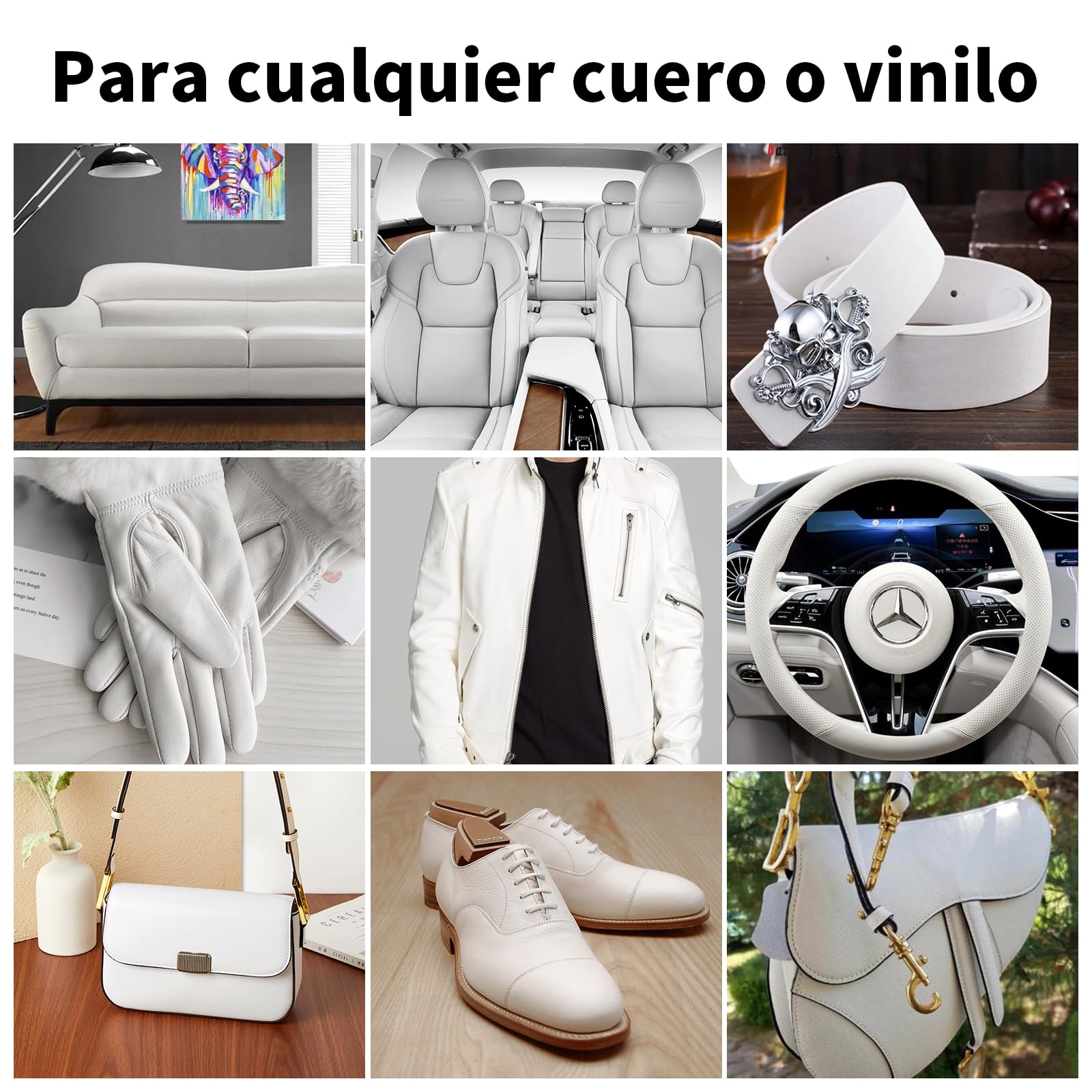 SHADAIWUYU Blanco Reparador Cuero,Cuero Liquido Reparador Pintura para Cuero para Reparar el Desgaste y Las Marcas en Sofás, Muebles de Vinilo, Asientos de Automóvil y Zapatos de Cuero