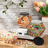 Vista 7 de Dandat 18 tarros de plástico con forma hexagonal para galletas con tapa de 28 onzas, tarro transparente de boca ancha para galletas, dulces