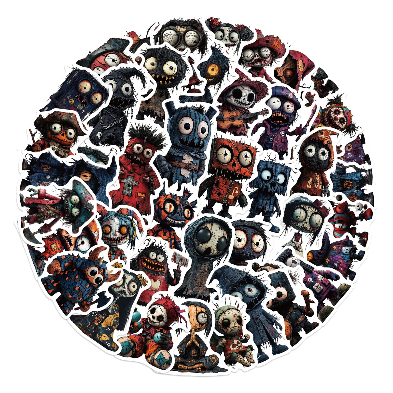 50 Halloween Horror Stickers for Tablets PVC Decals, & Easy-Peel Design Horror Character Decals