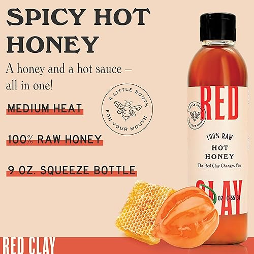 Miniatura 3 de Red Clay - Miel caliente de melocotón picante y miel picante con caja de regalo, 100% pura miel de flores silvestres cruda, de origen sostenible,