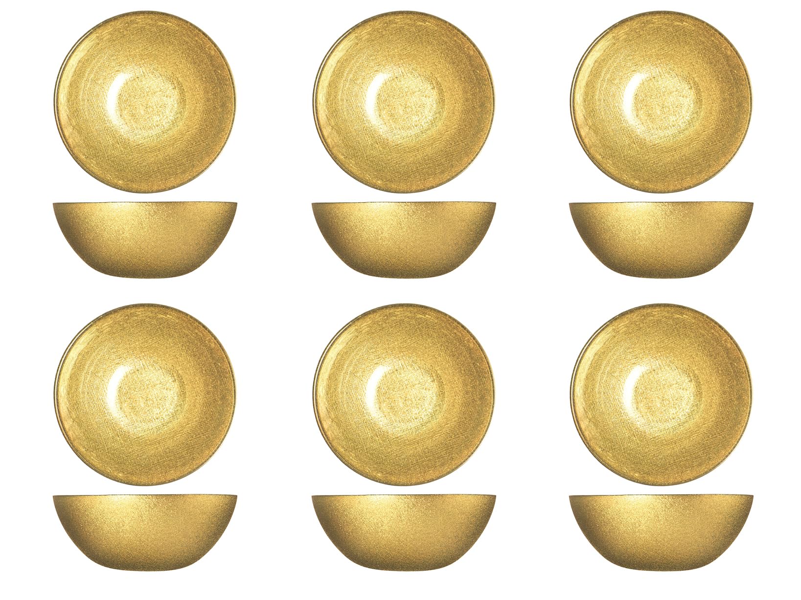 H&H-Regent, set 6 bowl, ciotole natalizie, in vetro, effetto glitter, oro, 22 cm
