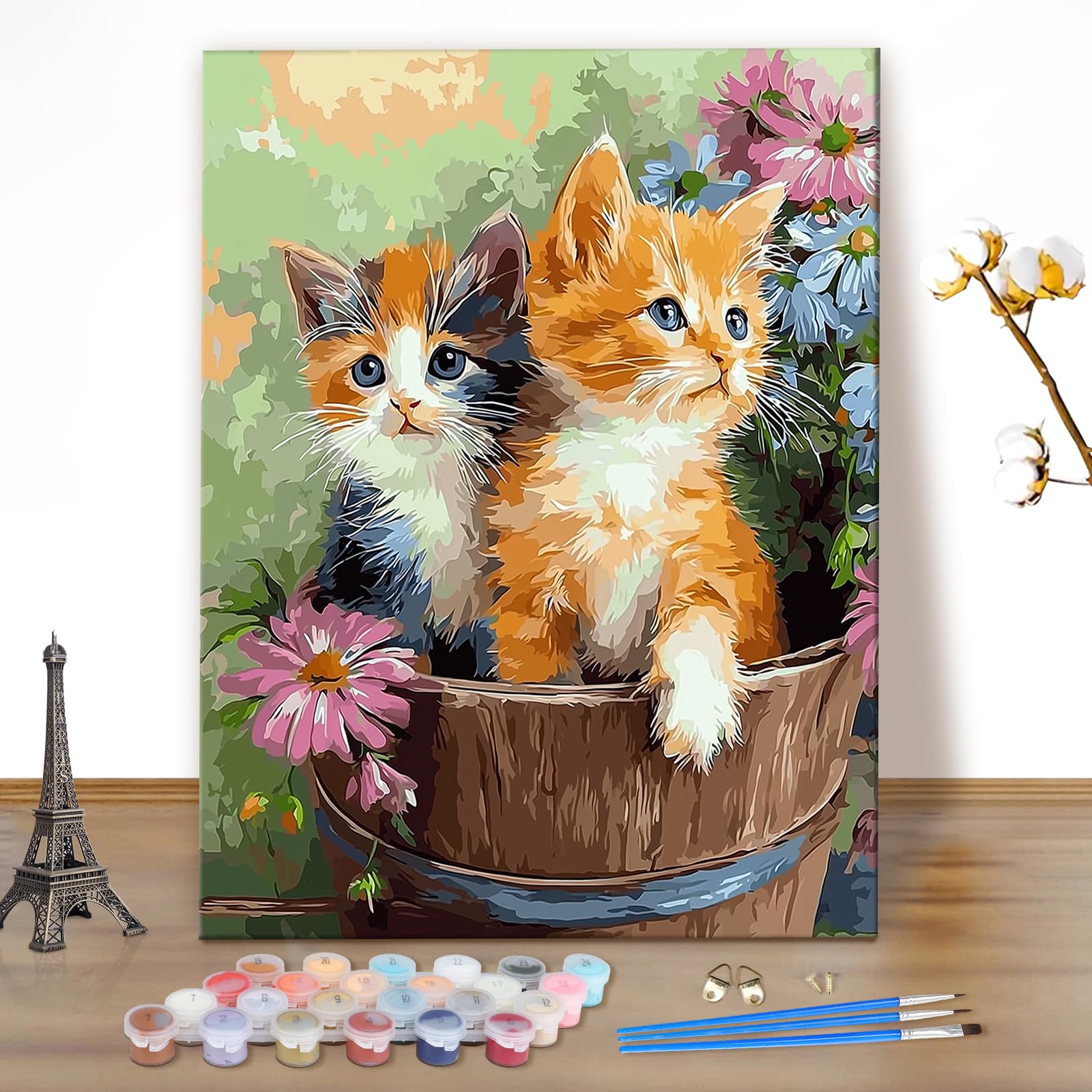 MEIYUDA DIY Paint by Numbers for Adults Several Cats, Paint by Numbers Kits, Arts and Crafts for Beginner, Drawing Paintwork Wall Art 40x50cm(Without Frame)