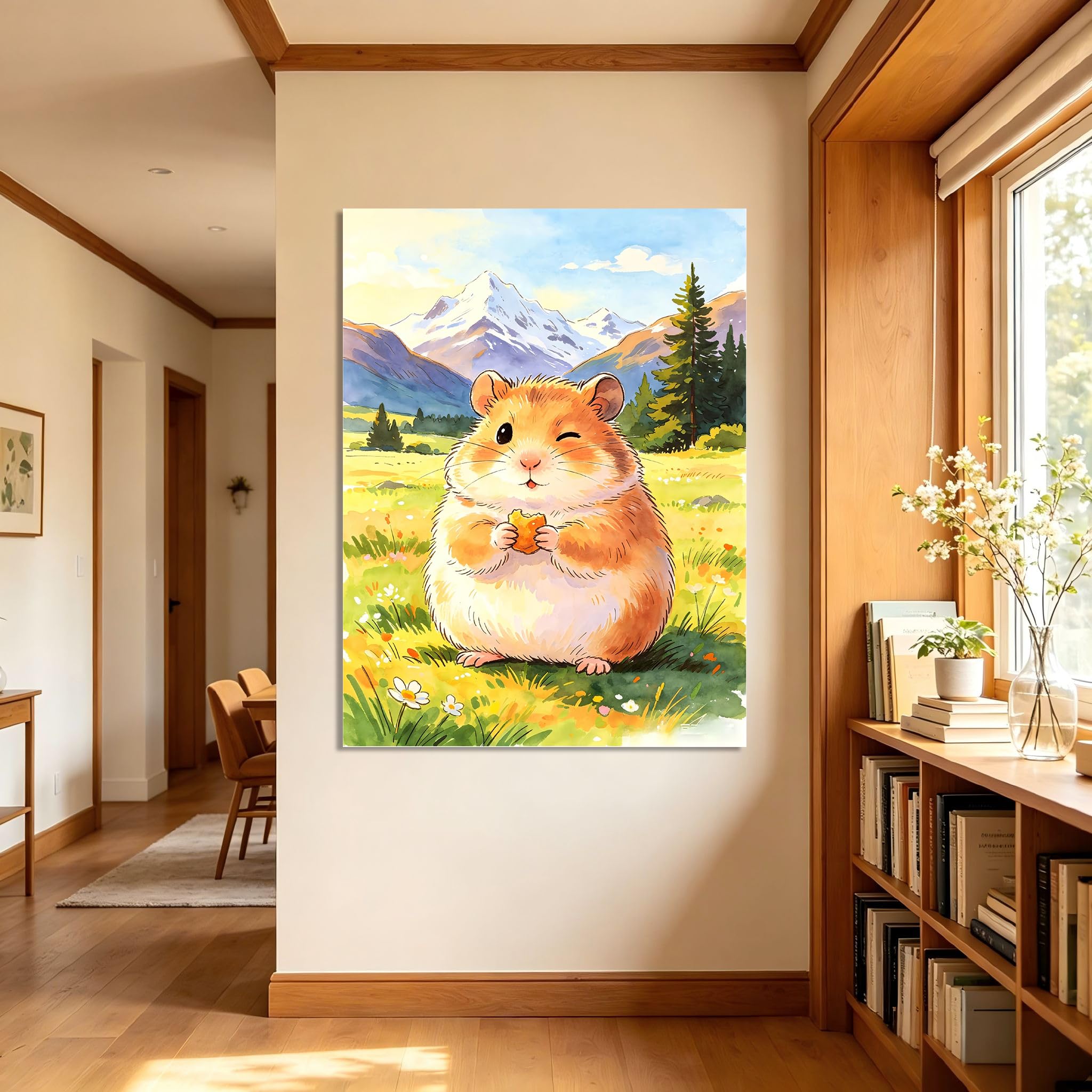 TNGHHSGA Cuentos de Aventuras de Zizi 41Cuadro en Lienzo de Hámster Adorable, Arte de Pared Infantil, Decoración para Habitación de Niños, Dormitorio y Guardería40x52cm Lienzo envuelto