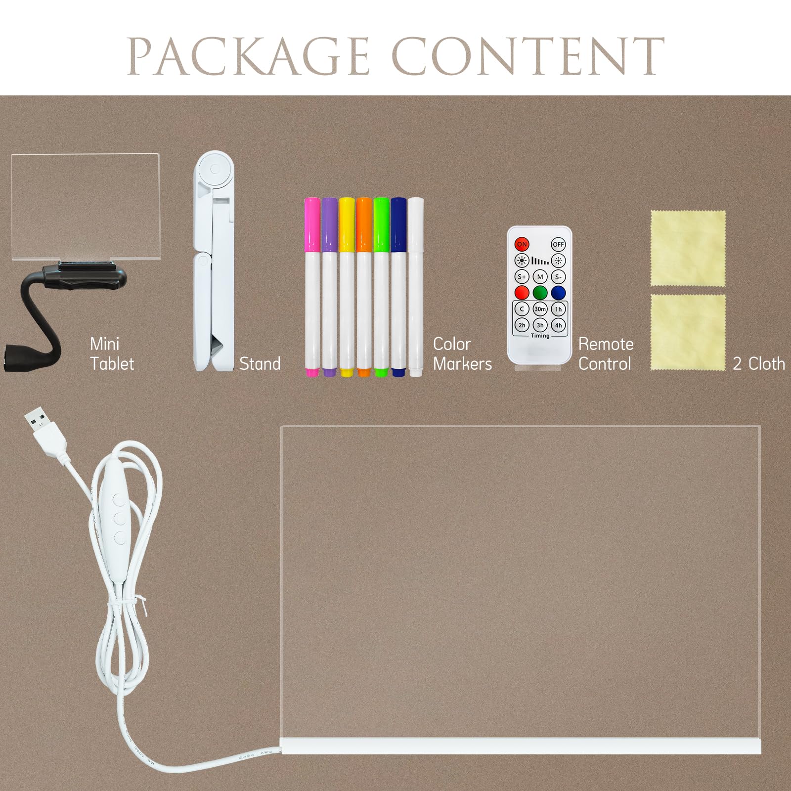 Lavagna cancellabile a secco Laysinly Light up, 30 x 20 CM 7 colori cambia Lavagna per appunti a LED luminosa, pennarello a 8 colori, alimentazione USB, telecomando (L)