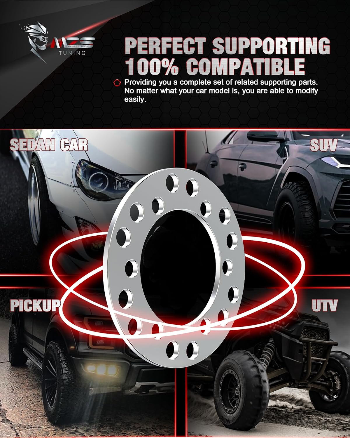 MZS Wheel Spacers, 1/2" 12mm Thick 6x135 - M14x2.0 Thread Pitch Compatible with F150 2004-2014 / Expedition Navigator 2003-2014 / Mark LT 2006-2008 / F150 Raptor 2010-2014 2WD/4WD Fit 6 Lug