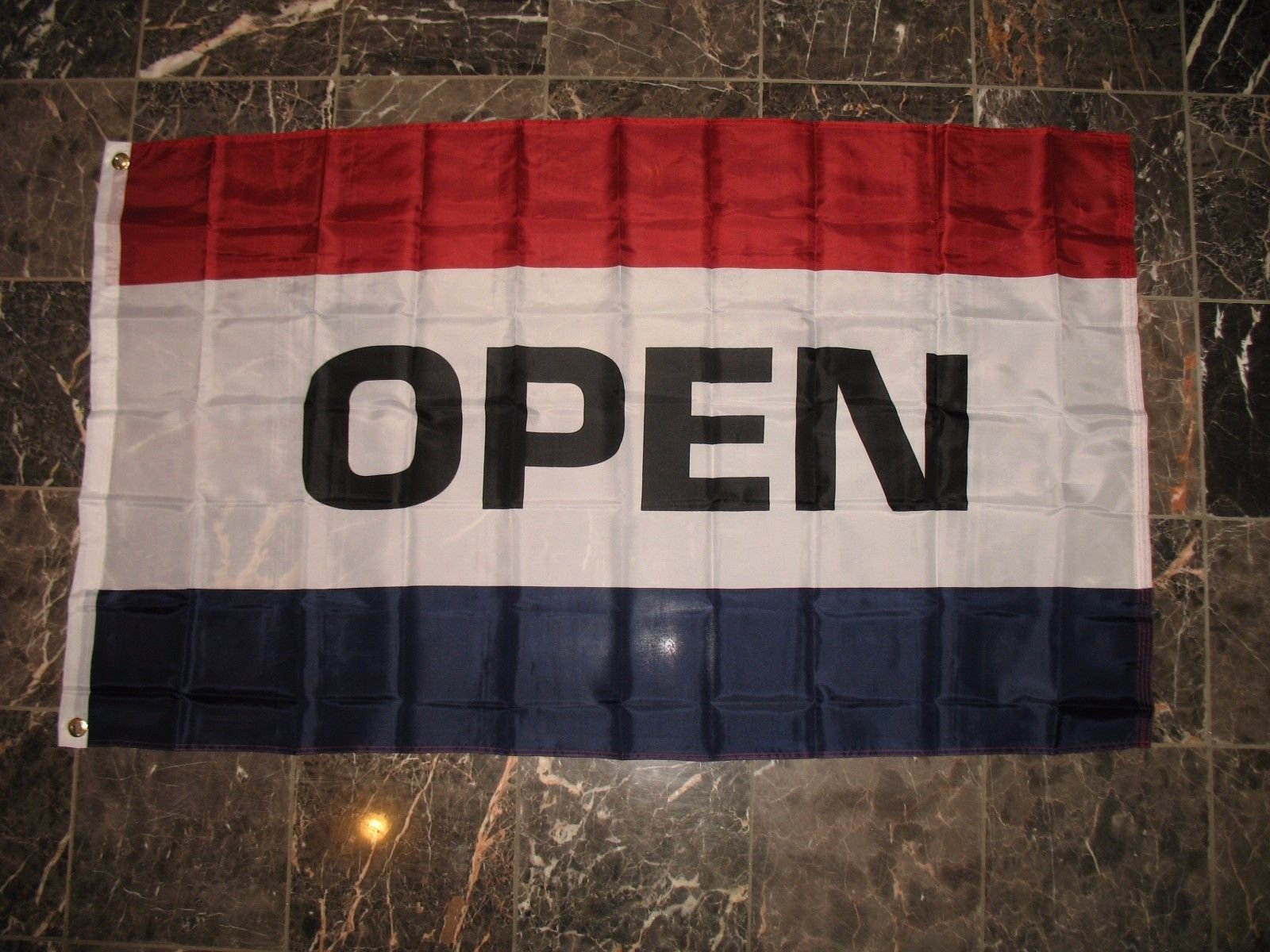 3x5 Open Advertising Red Open Marketing Flag 3'x5' Banner Brass