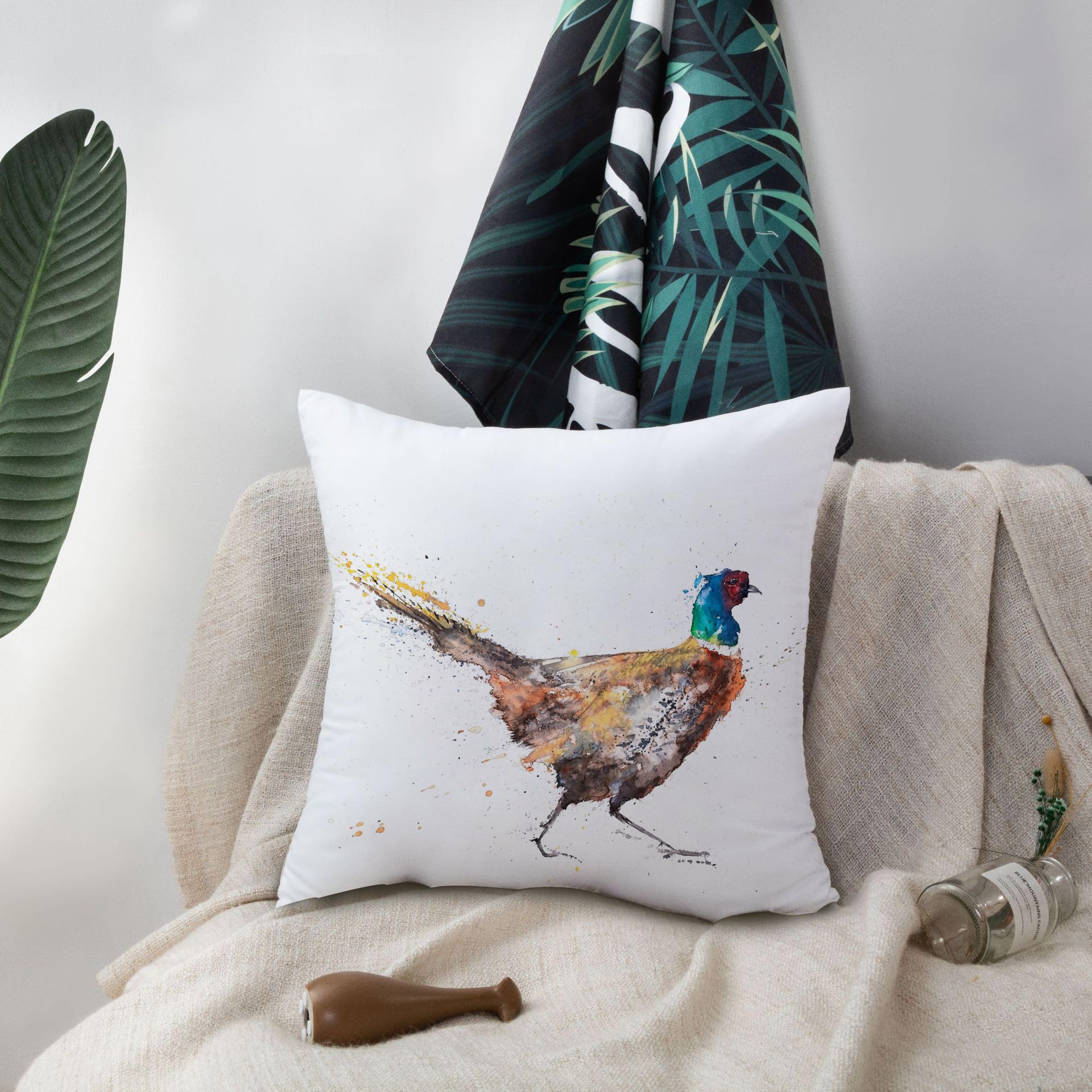 KUNQIAN Pheasant Cushion Cover Decorations Gift Pillow Cover Wildlife Animal Ornaments Throw Pillow Case Decor Home Livingroom Couch Sofa 18"x18"(45x45cm) - Image 3