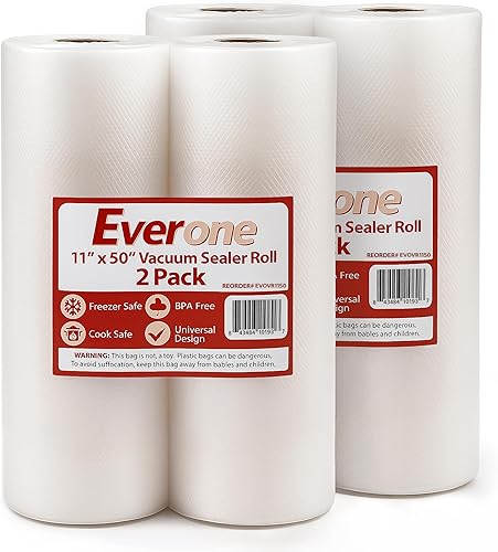 Miniatura 10 de Bolsas selladoras al vacío en rollo de 11 pulgadas x 50 pies para guardar alimentos y Sous Vide, sin BPA, bolsas de almacenamiento de alimentos de