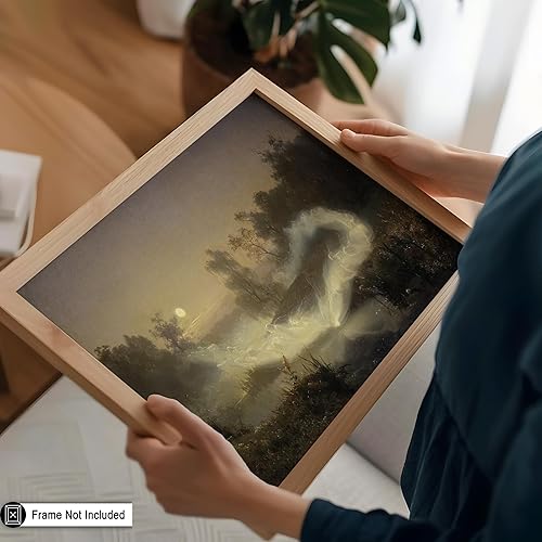 Miniatura 5 de Poster Master Póster vintage de bosque a la luz de la luna, impresión retro de hadas bailarinas, arte de paisaje romántico, regalo elegante para