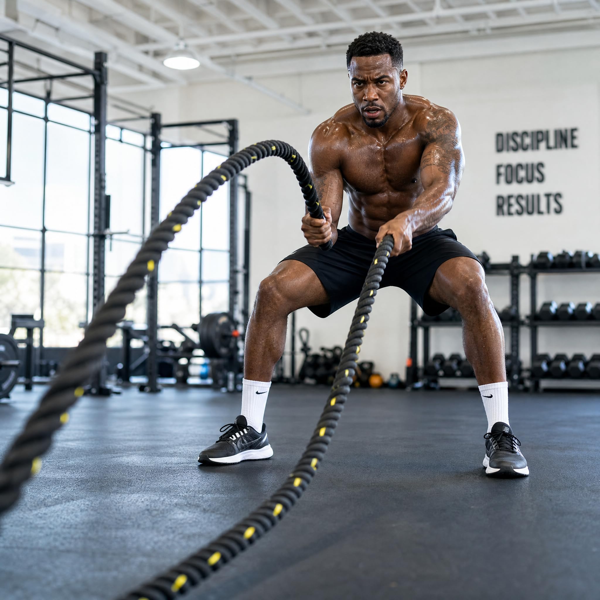 Fitvids - Battle Rope 3,8/5 cm di Diametro in Poli Dacron Lunghezza 0,9 m, 11,2 m, 15,2 m, Corde Pesanti per Palestra a casa e Allenamento