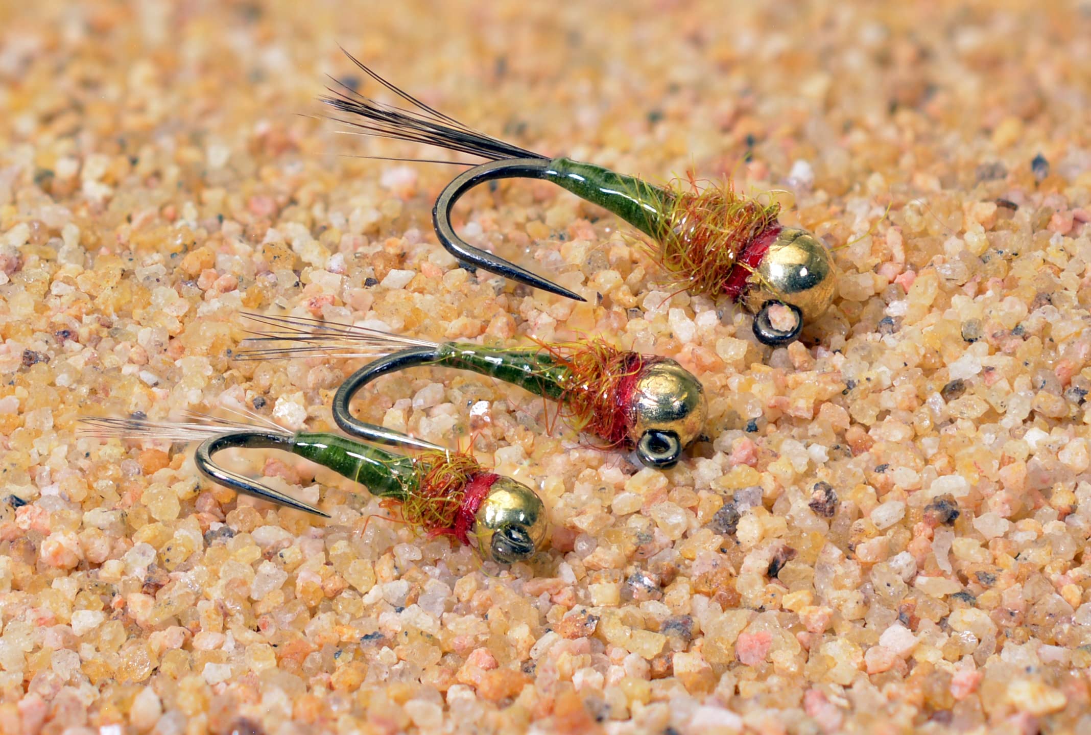 6 Flies - Tungsten Olive Iron Lotus Jig Head Fly - Euro Nymph - Hanak Hook