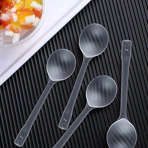 Miniatura 3 de Cucharas de postre de plástico, cucharas de sopa desechables, cucharas negras resistentes para fiestas, oficina, restaurantes, eventos, utensilios,