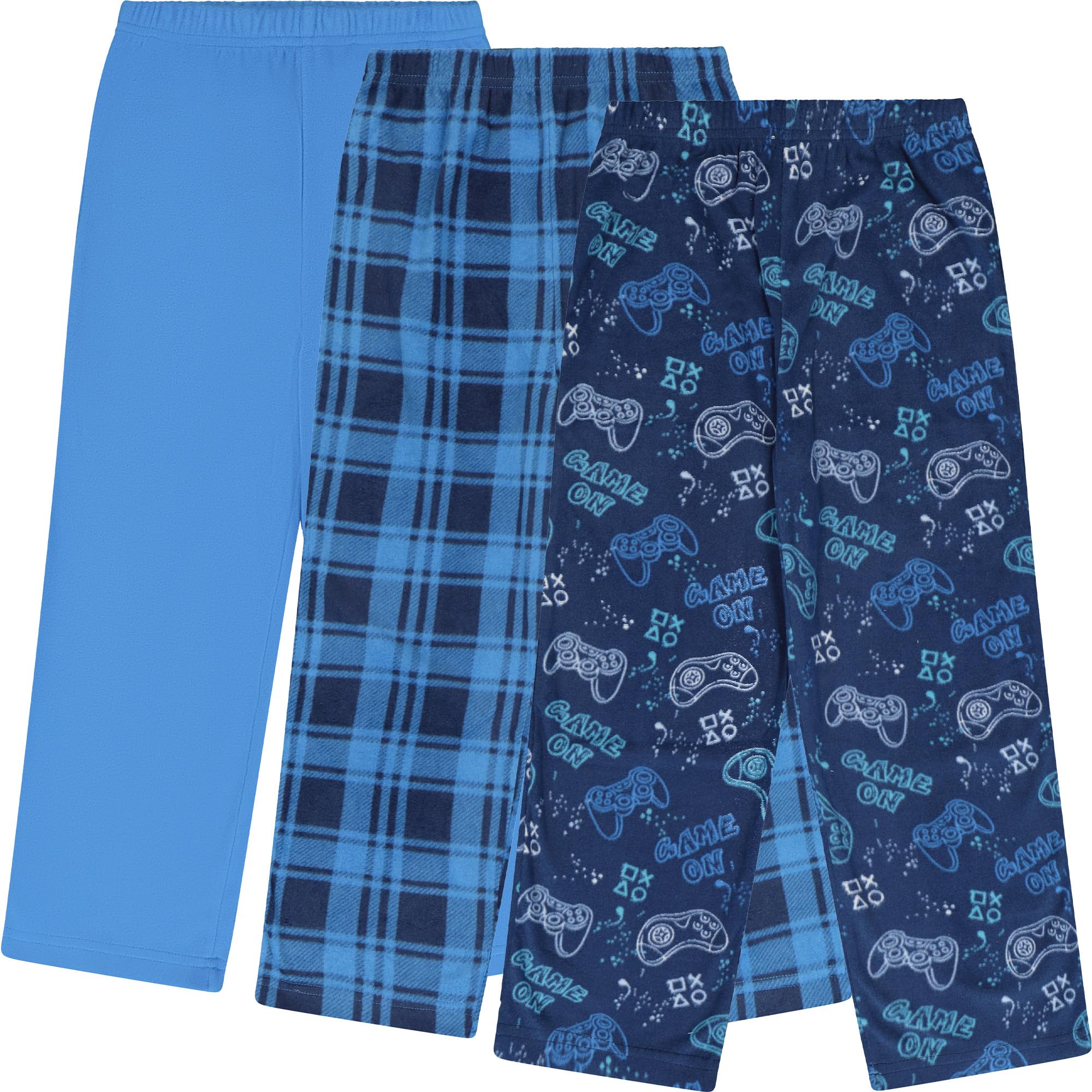 Mad Dog Concepts Boys Pajama Pants - Soft Micro Fleece PJ Bottoms for Kids Printed Plaid Design Boy's Sleepwear Size 6–20 3PK