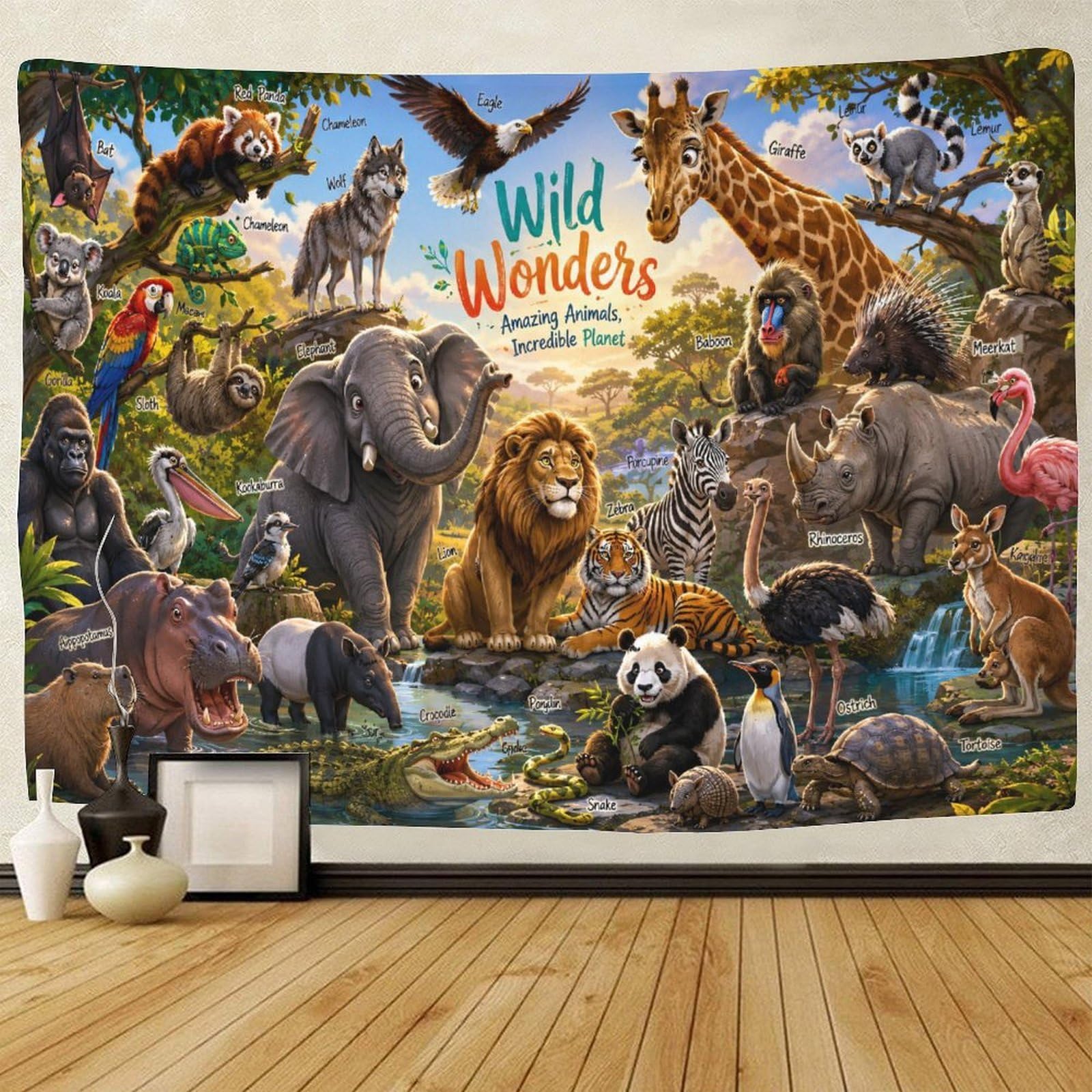GPMNBCXZK Forest Animal Kingdom Wall Tapestry 3D Print Wall Art Decor Tapestries Poster Home Decoration Bedroom Dorm 150cmx200cm