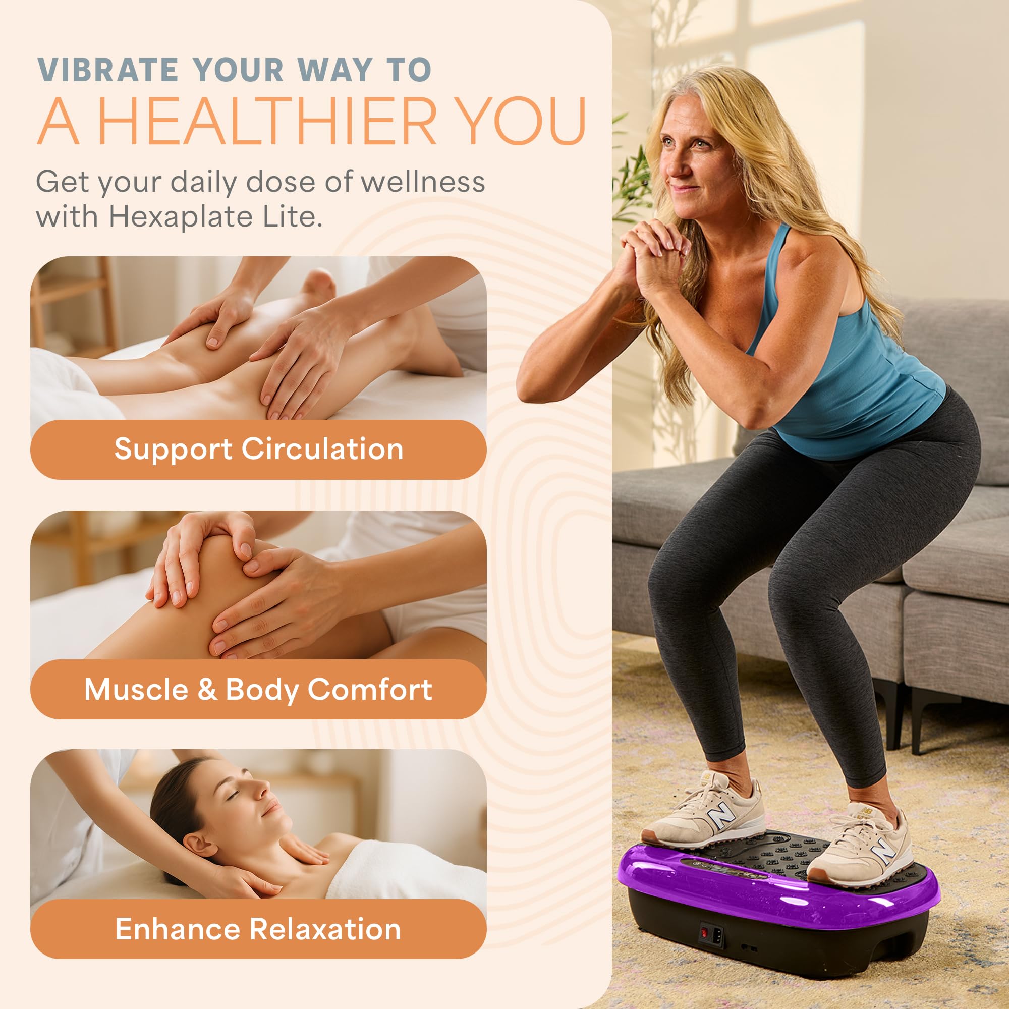 LifePro Hexaplate Lite Plateforme Vibrante pour Drainage Lymphatique avec Télécommande, Écran LED, 99 Niveaux de Vitesse, Moteur Silencieux de 200 W
